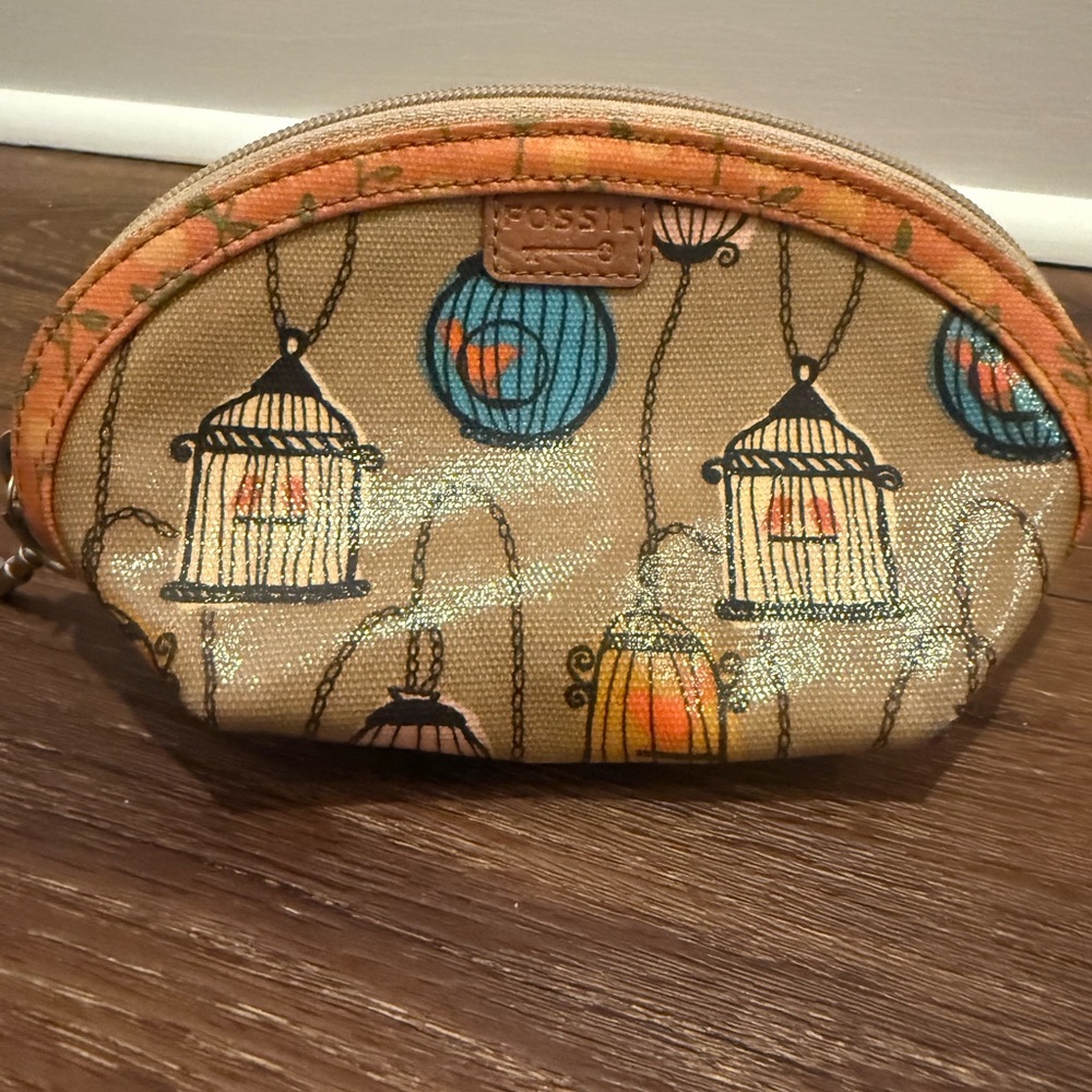 Fossil Tan Pouch with Birdcage Design